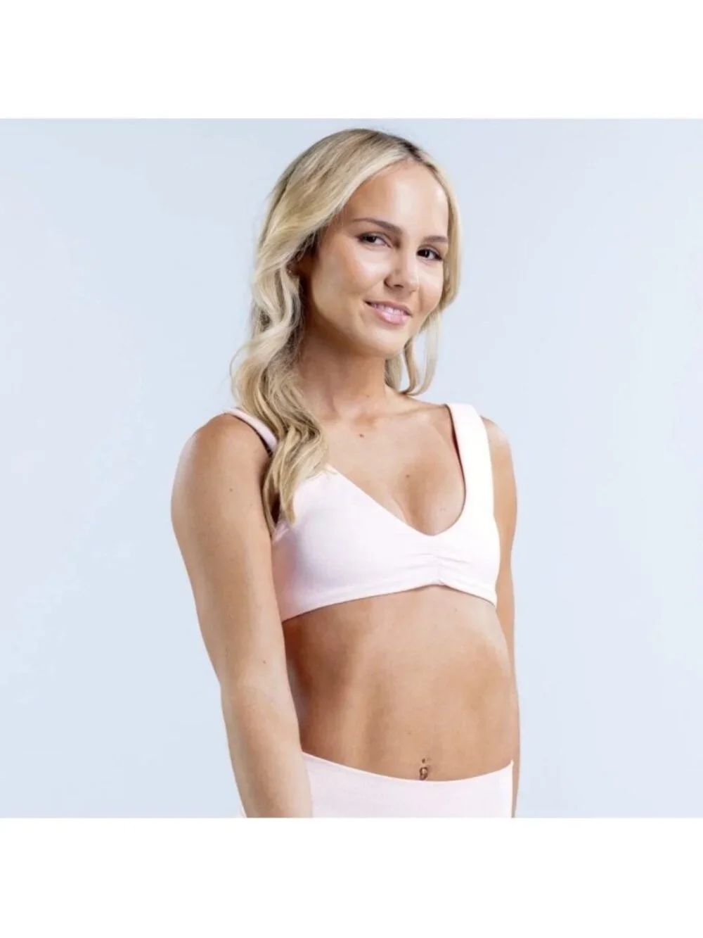 Dfyne Hannah Pearson Minimal Sports Bra Beige Blush Pink Small
